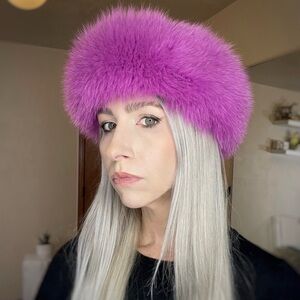 Vintage Genuine Dyed Fox Fur Velcro Scarf Headband Collar